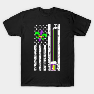 American Flag Mardi Gras  Parade Masquerade Party T-Shirt